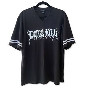 Dolls Kill Logo Merch Tour Jersey Shirt Tee Sport Blokette Sz S NWT oversized